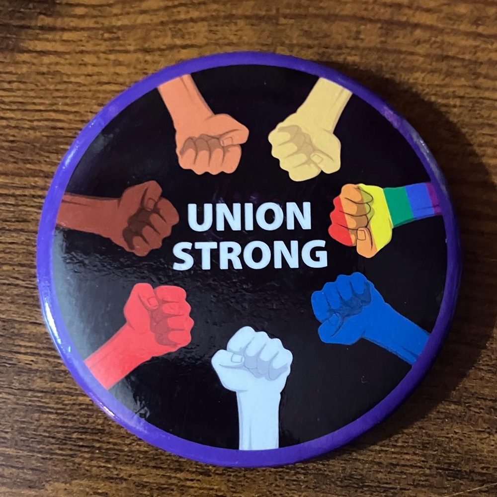 Union Strong Button with Colorful Fists